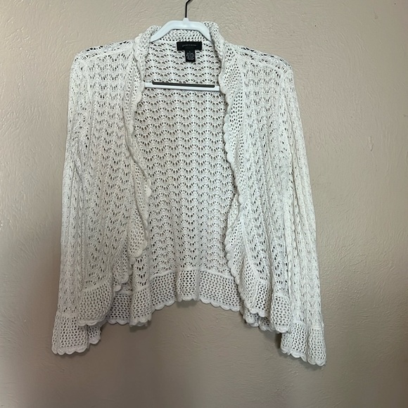 Pointelle Sweaters - Point Elle cardigan sweater knit white sweater Size L